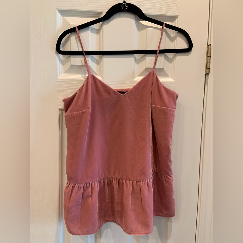 J. Crew | Velvet Pink Tank Top with Peplum Detail | 4 Tall